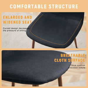 Luxury Simple Chair (Set of 4) Linen Cotton High Resilience Dining Chair With Metal Color Leg - Black / Walnut