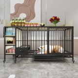 Large Pet Cage with Storage Rack Black and Beige