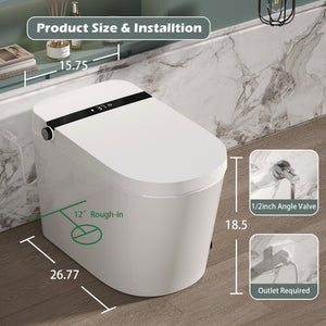 Smart Toilet With Bidet Built-In and Auto Flush - White