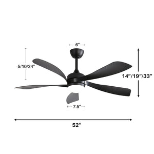 Ceiling Fan With 3-Color Dimmable LED Light - Black