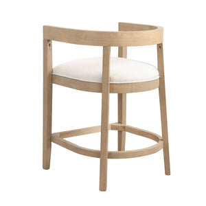 Modern Rubberwood Counter Stool Set of 2 with Upholstered Seats