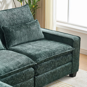Modern Comfy L Shaped Sectional Sofa With Movable Ottoman