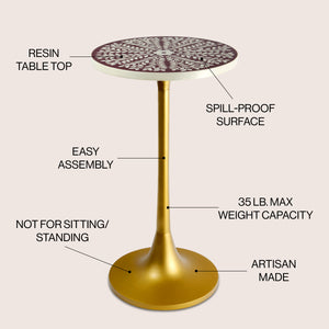 Nysha Modern Bohemian Metal/Resin Inlay Top End Table