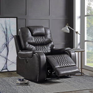 Braylon Magnetite Synthetic Leather Manual Recliner Chair - Brown
