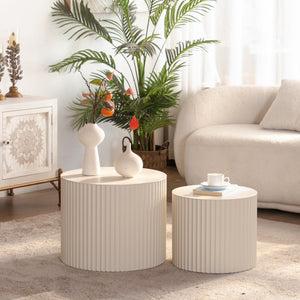 Round Wood Coffee Table for Living Room