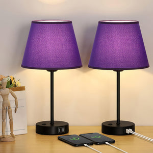 Bedside Table Lamps Set of 2 with USB Ports for Bedroom Nightstand Lighting