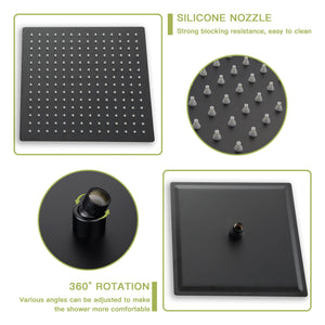 Dual Shower Head System with Rough-In Valve - Black or Pearl Silver