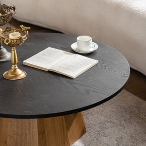 Round Coffee Table with Sturdy Pedestal Design