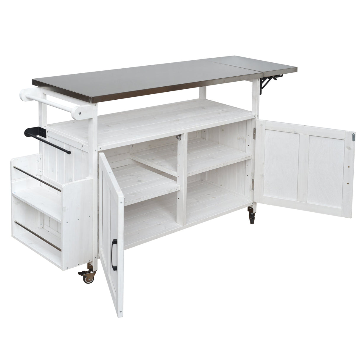 Foldable Outdoor Kitchen Island Patio Cart with Storage