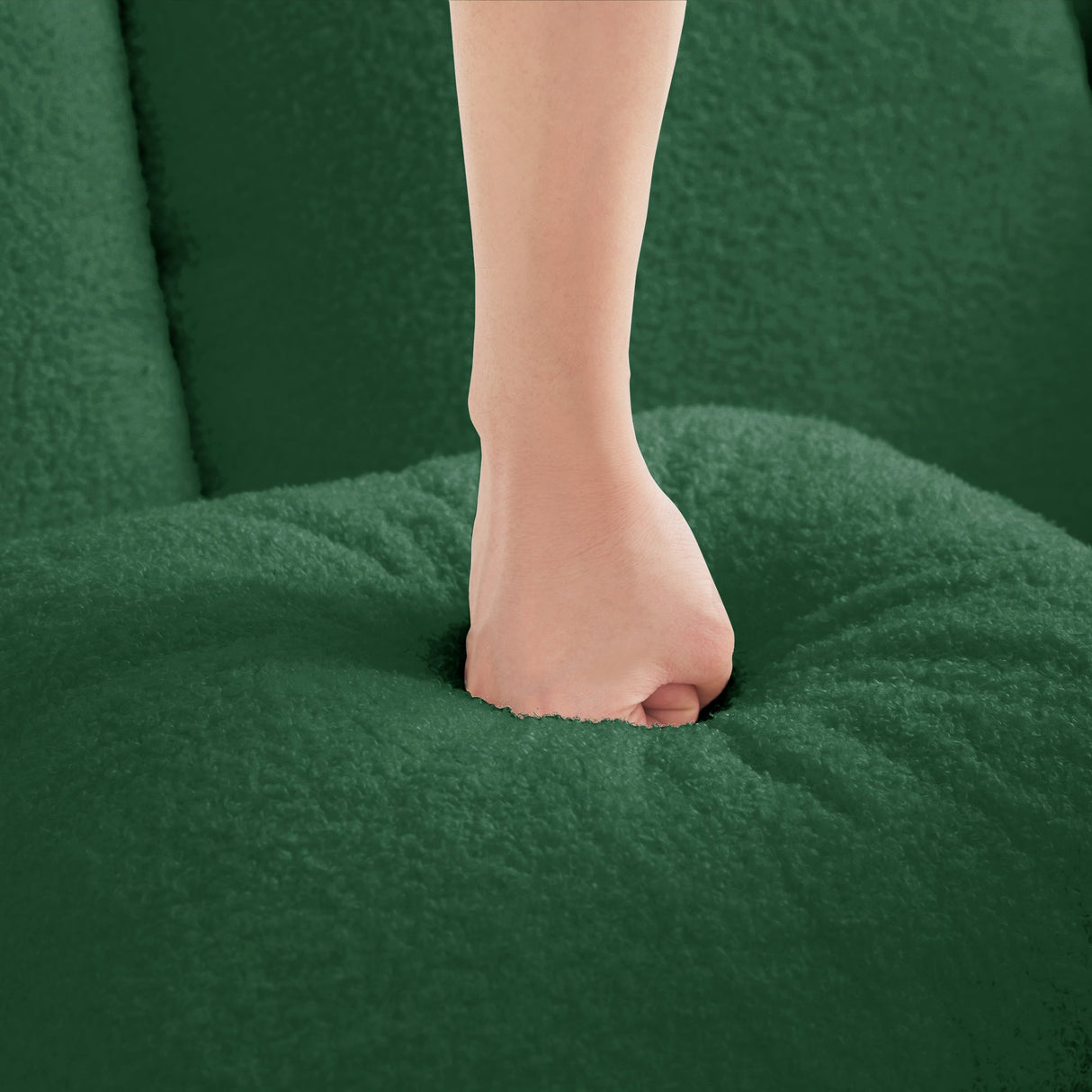 Elysees Left Chaise Sofa W/Pillows Teddy Fabric - Green