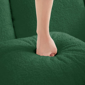ELYSEES Right Chaise Sofa with Pillows Teddy Fabric - Green