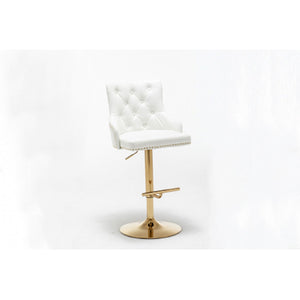 Adjustable Swivel Bar Stool With Nailhead Trim (Set of 2)