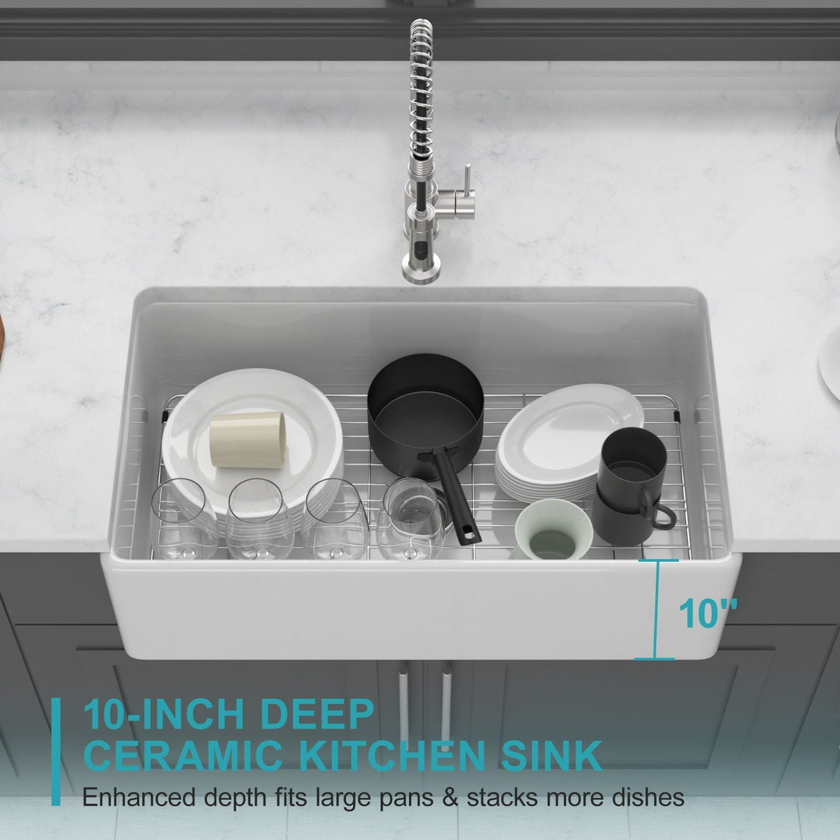 Apron-Front Reversible Single Bowl Kitchen Sink with Smooth and Ribbed Finishes - White