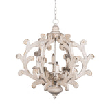 6 Light White Chandelier with Adjustable Chain for Kitchen