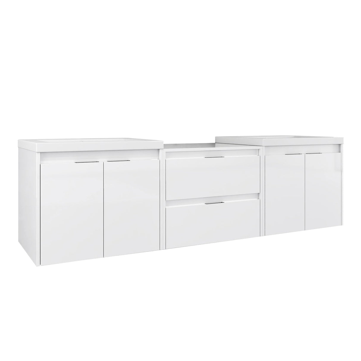 72" Bathroom Vanity With Resin Sink, Soft Close Doors, and 1-Side Cabinet
