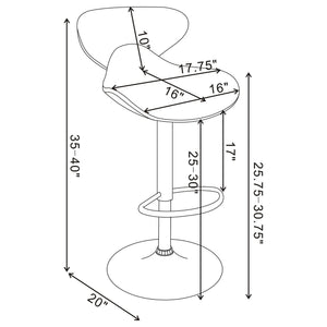 Bar Stool With Curved Design, Height Adjustable & Swivel Base (Set of 2) - Black
