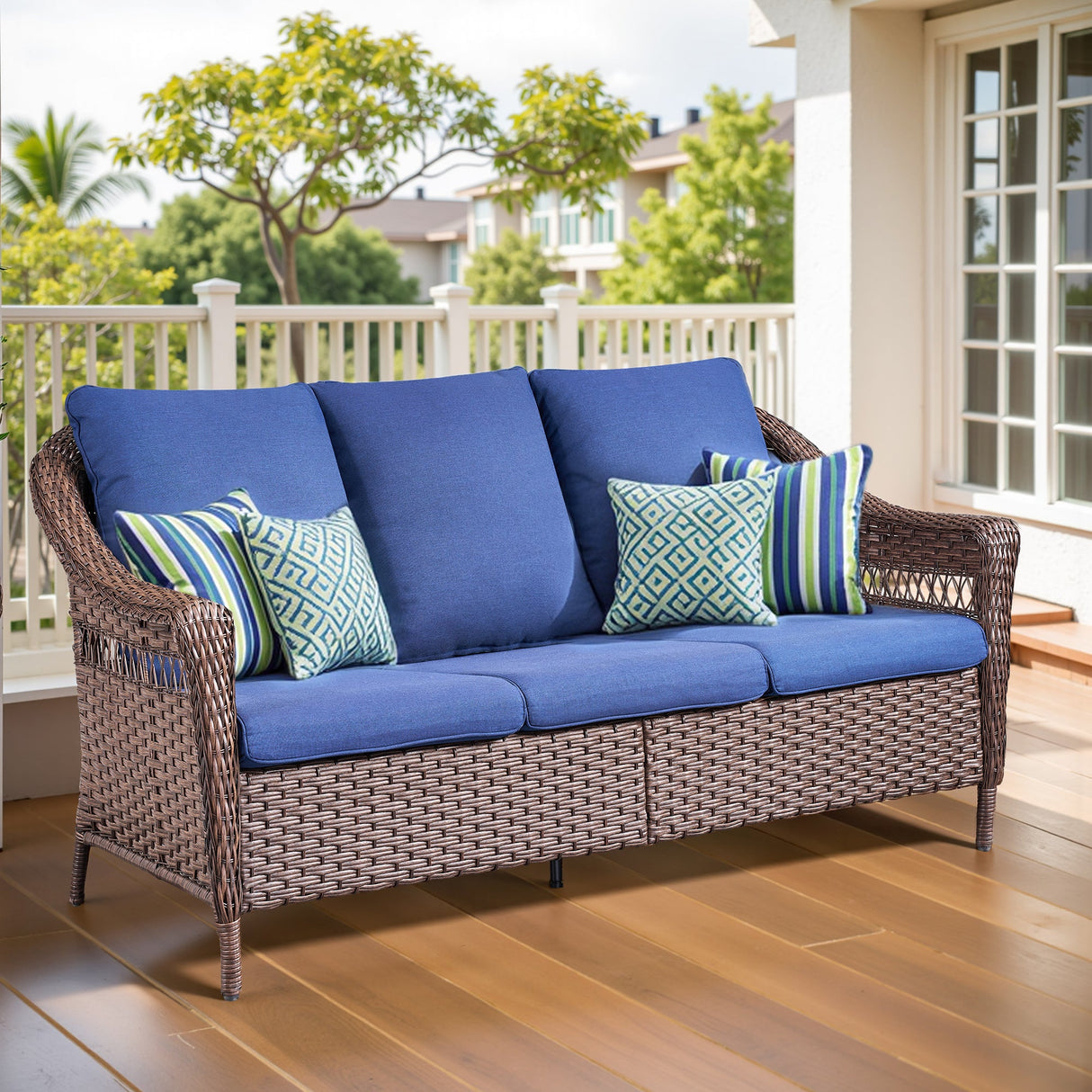 67.3" Outdoor Wicker Patio Sofa