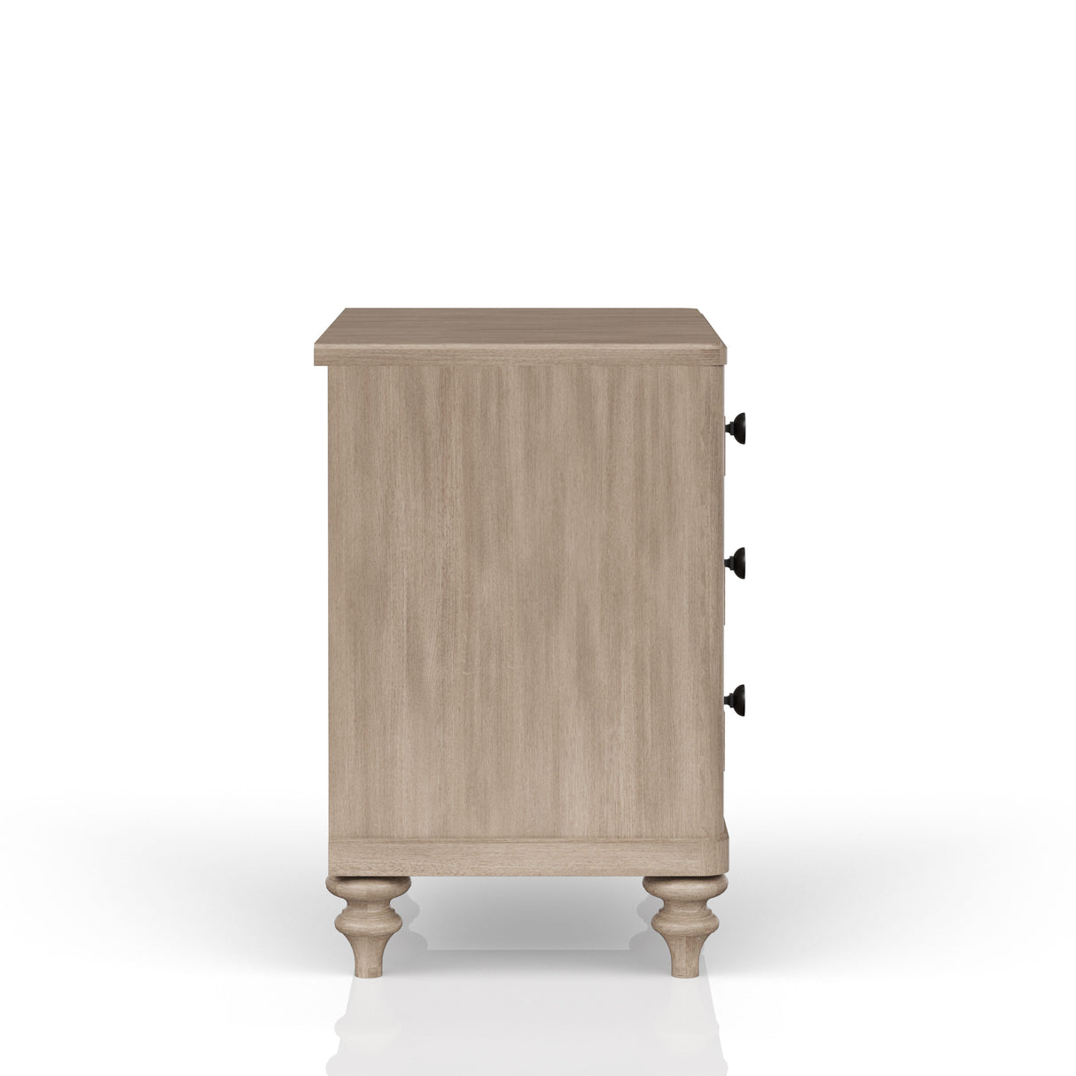 Solid Wood Nightstand with 3 Drawers