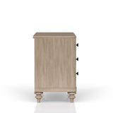Solid Wood Nightstand with 3 Drawers