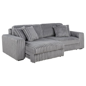 Jacana Corduroy Upholstered Dual Power Chaise Sofa Grey