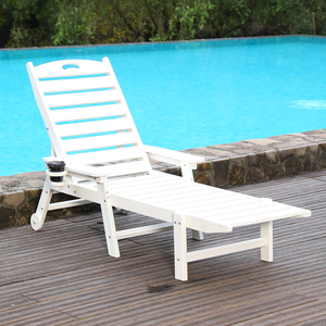 HDPE Chaise Lounge Chair Outdoor, Pool Lounge Chairs with 4-Position Adjustable Backrest, Supports Up to 360 LBS for Patio Poolside Deck Beach Backyard (white)
