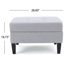 Storage Ottoman With Birch Wood Legs And Cushioned Top