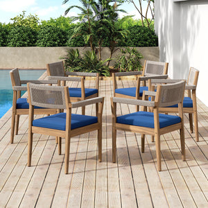Braided Acacia Wood Outdoor Dining Chairs Set of 2 – Teak Look