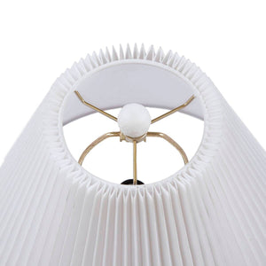 Textured Ceramic Table Lamp with Fluted Fabric Shade - White