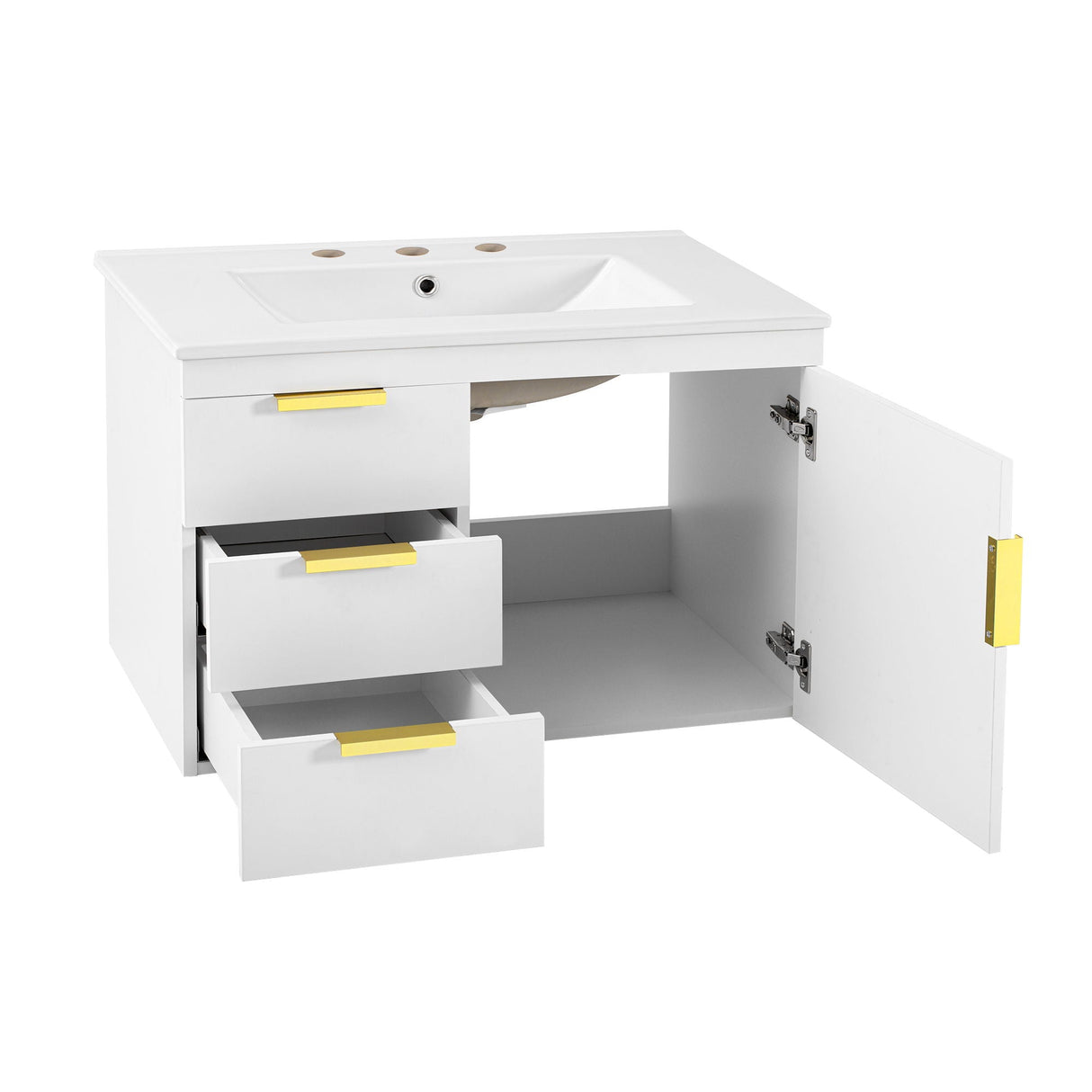 Wall Mounted Bathroom Cabinet With Side Cabinet Combo