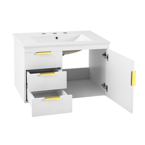 Wall Mounted Bathroom Cabinet With Side Cabinet Combo