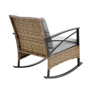 3pcs rocking rattan set wholesale leisure chair outdoor rattan rocking chair set grey