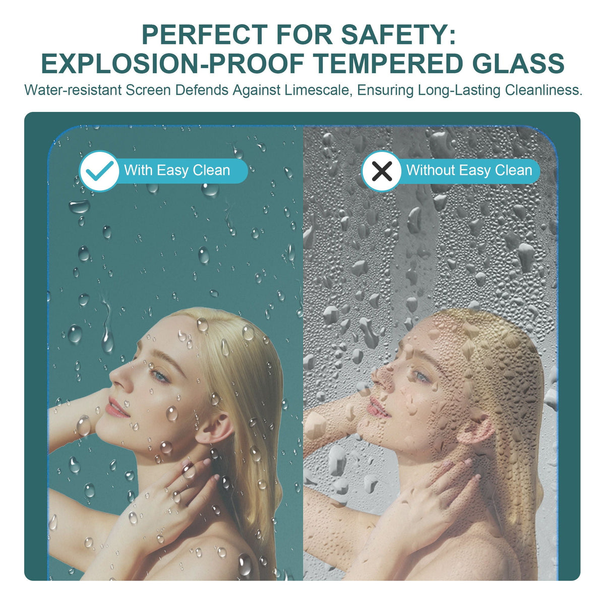Fold Frameless Shower Door With Tempered Glass