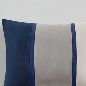 Blue Faux Suede 7 Piece Comforter Set with Hypoallergenic Fill - King