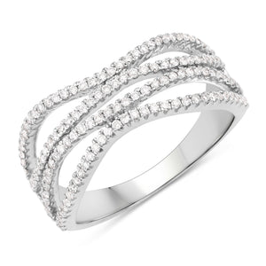 0.46 Carat Genuine White Diamond 14K White Gold Ring (F-G Color, SI Clarity)