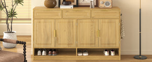 U-Style Farmhouse Sideboard with 3 Drawers & 4 Doors