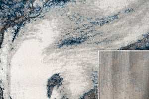 'Ziv' Luxury Area Rug in Blue and Grey Abstract Design