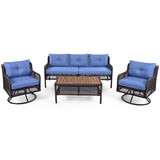 GO 4 Pieces Patio Furniture Set with Swivel Chairs and Outdoor Wicker Sofas