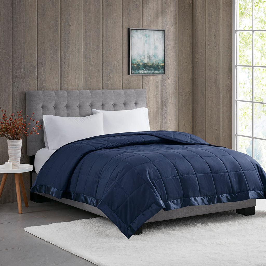 Lightweight Down Alternative Blanket with Satin Trim