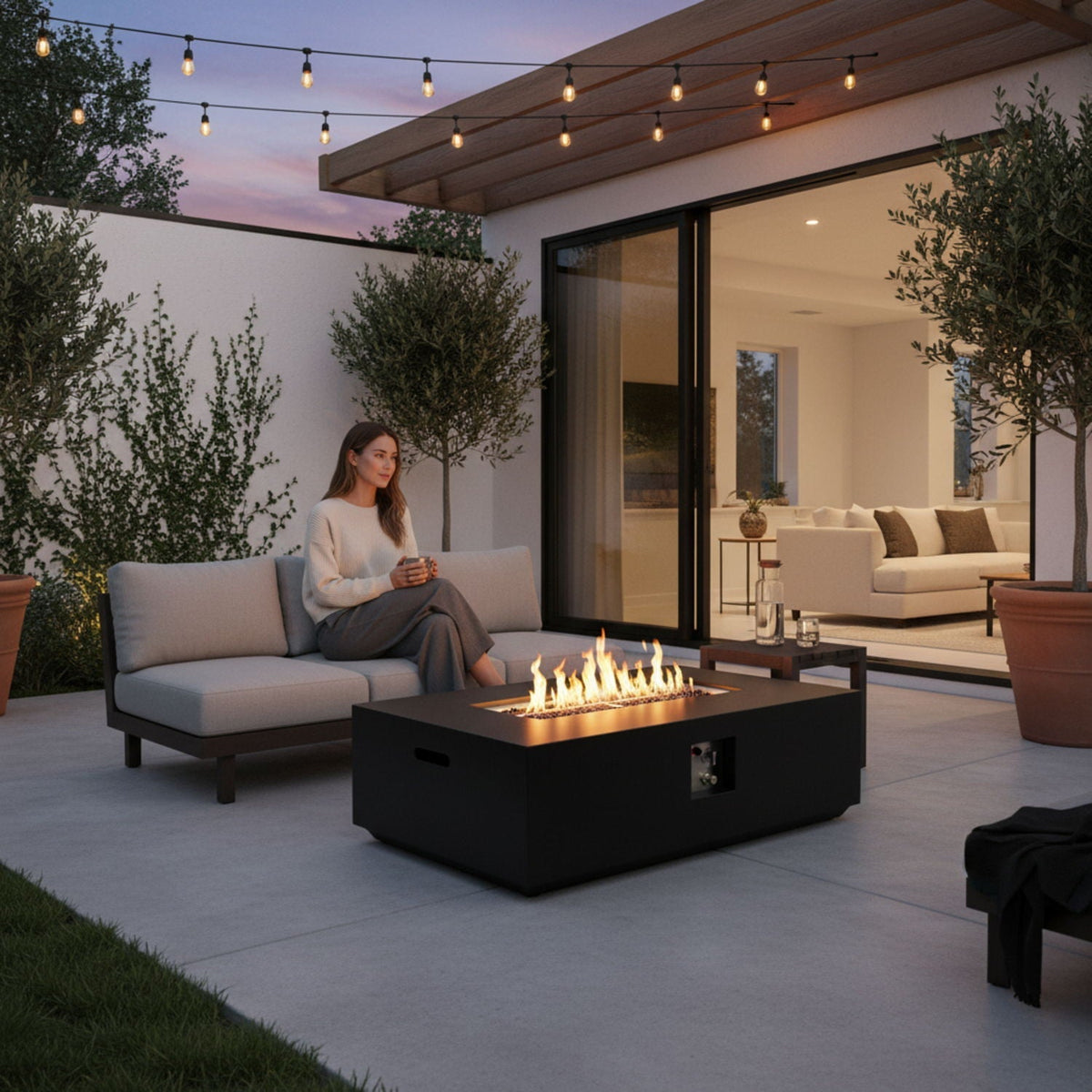 Propane / Natural Gas Fire Pit Table, 50,000 BTU - Charcoal