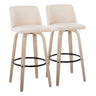 Toriano - Mid-Century Modern Fixed Height BarStool With Round Footrest (Set of 2)
