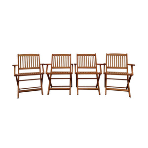 Foldable Patio Dining Chair Set with Folding Design - Teak