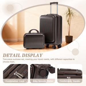 14' & 20' ABS Spinner Wheel Luggage Set with Cosmetic Case