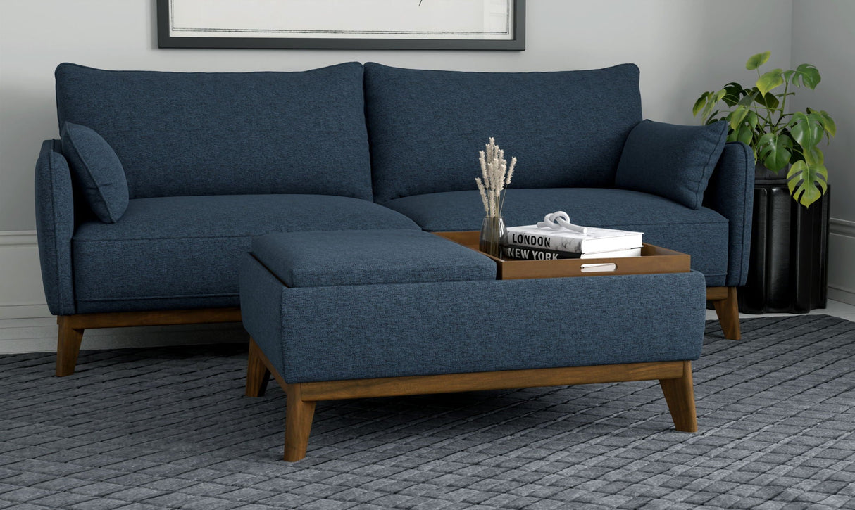 Reversible Tray Ottoman - Blue