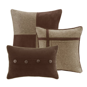 7 Piece Faux Suede Comforter Set Brown California King
