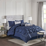 7 Piece Tufted Comforter Set Navy Queen