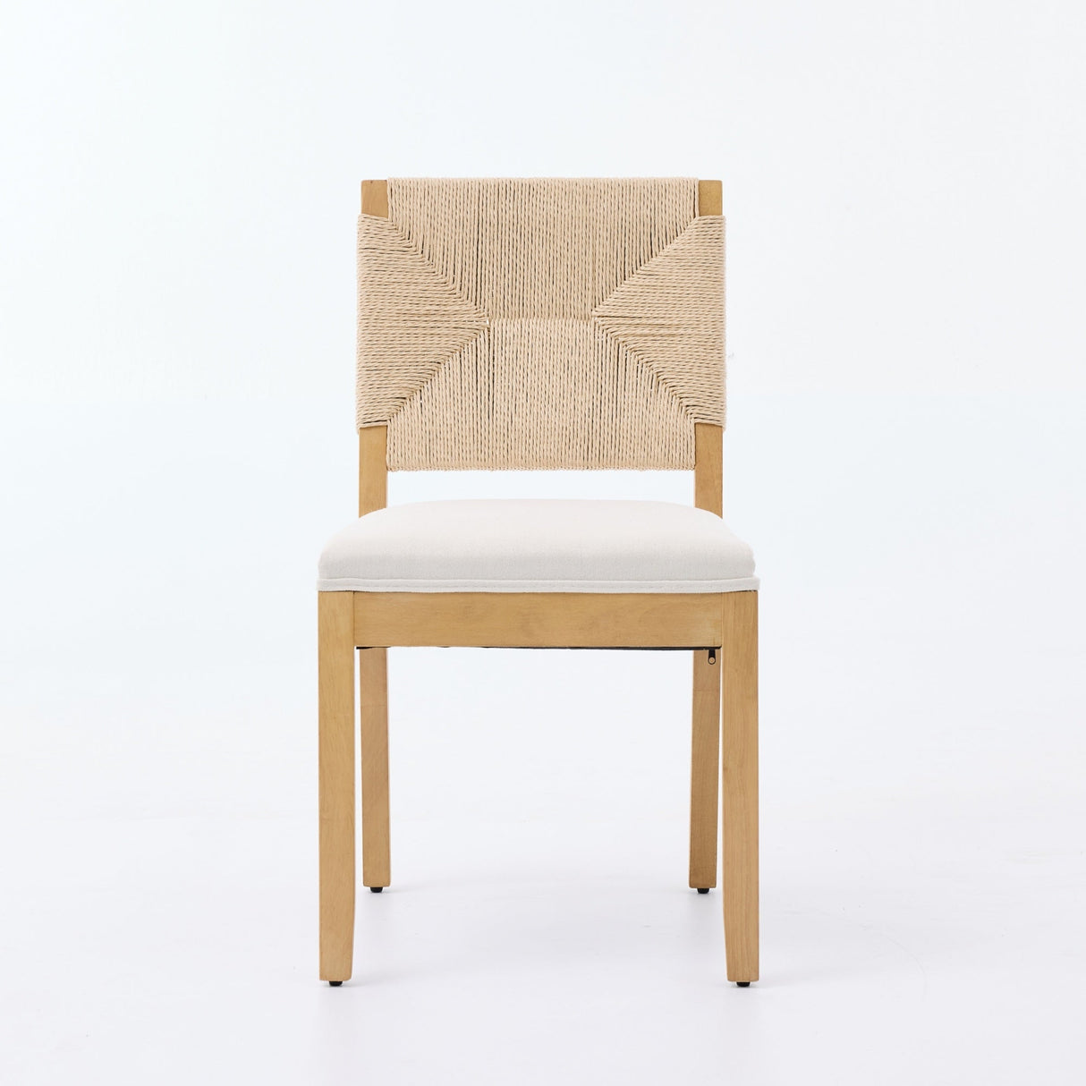 Mid-Century Modern Rope Rattan Dining Chairs Set of 2