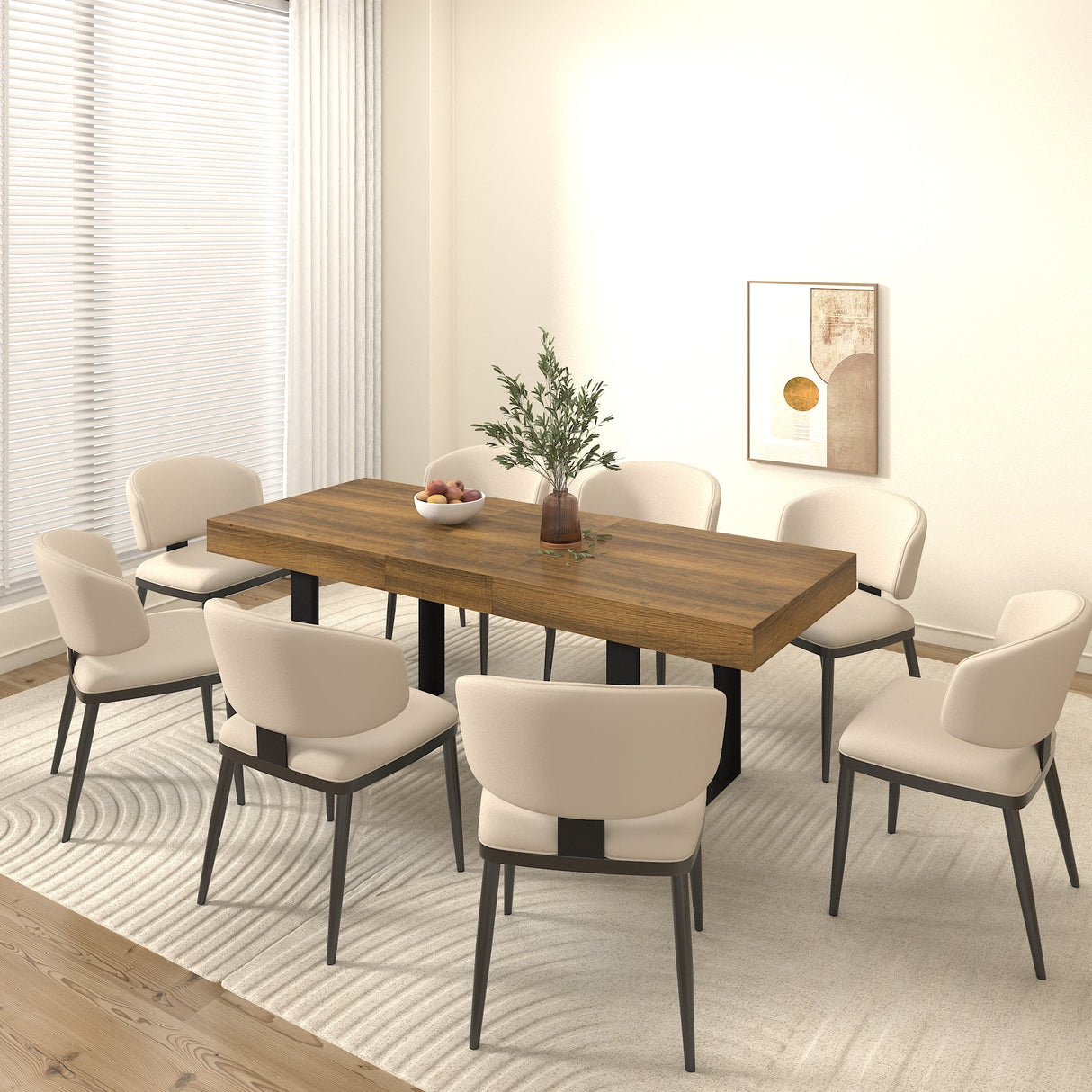 Rectangle Extendable Dining Table for 6-10 People