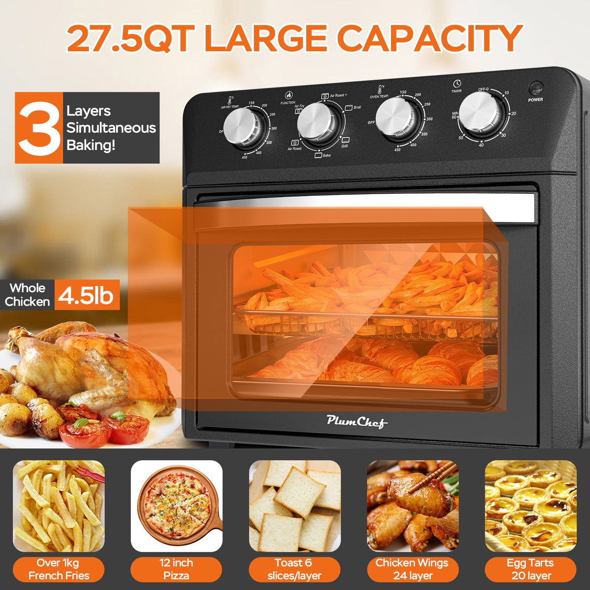 Plum Chef 6-in-1 Air Fryer Oven 27.5QT