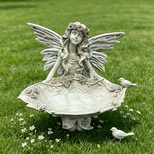 12.80" High Garden Fairy Figurine with Leaf Tray