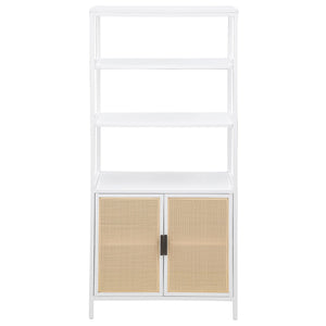Amherst 3-shelf Radio Weave Cane Metal Accent Cabinet White